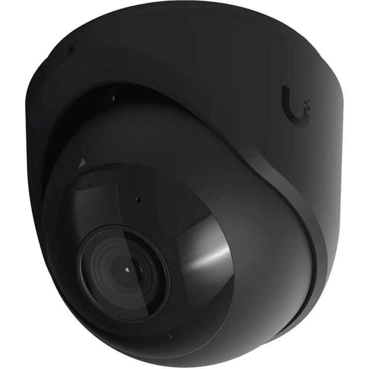 Black dome-style PoE security camera